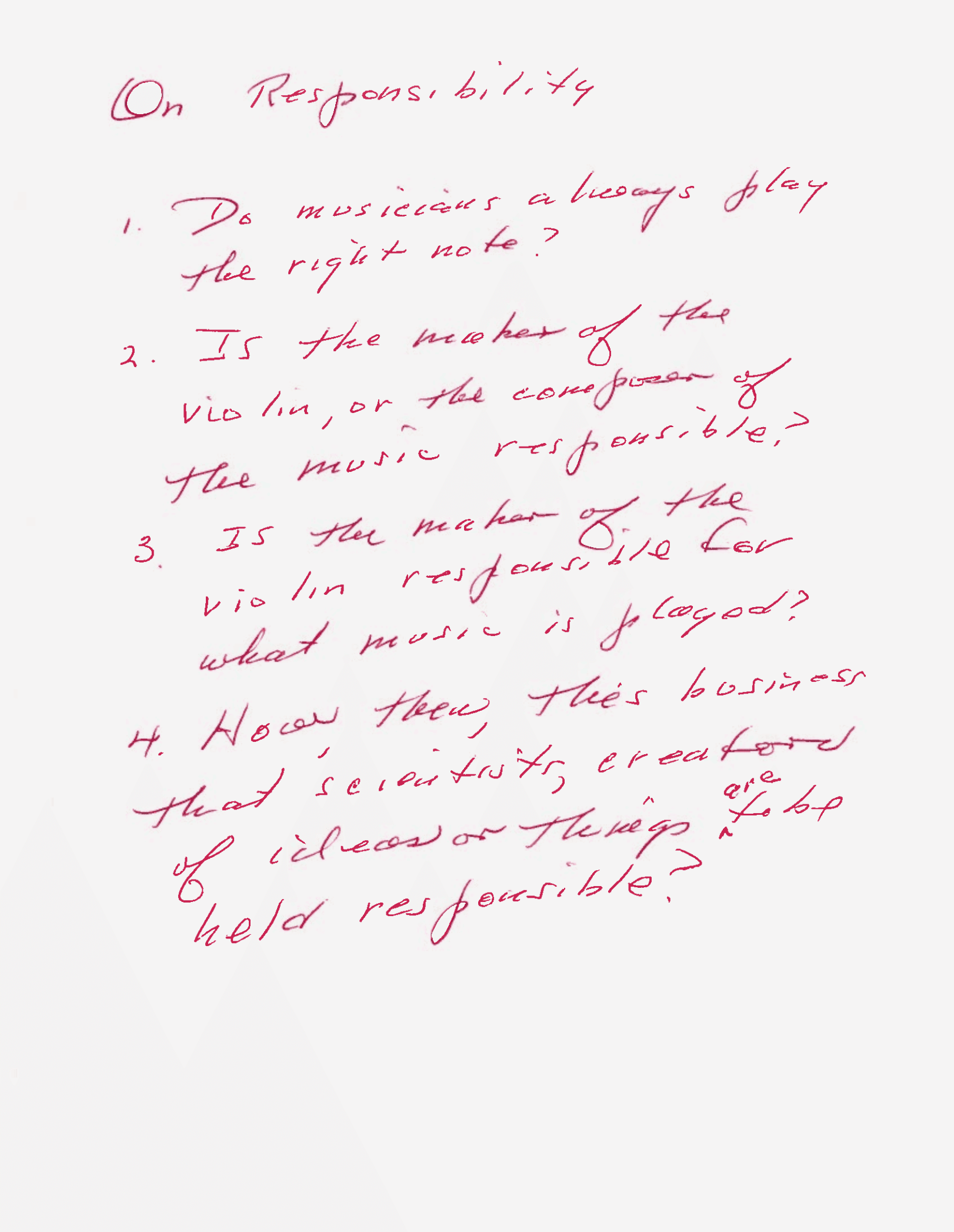 Hamming’s handwritten notes, titled “On Responsibility,” from the NPS. Image from the Naval Postgraduate School.