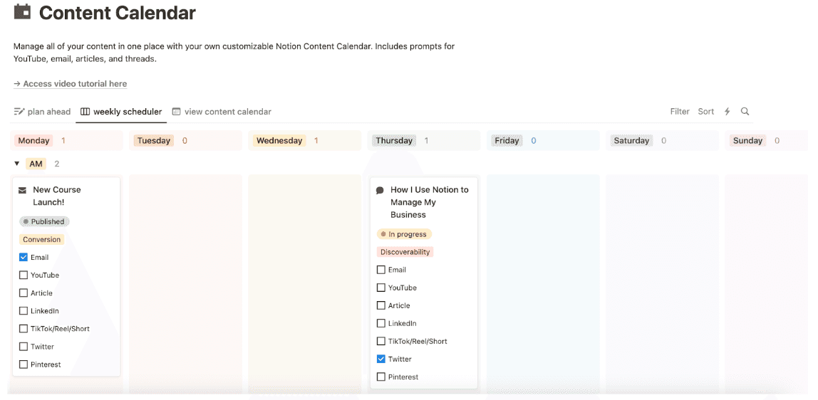 Work calendar templates 3 Day-to-day content calendar