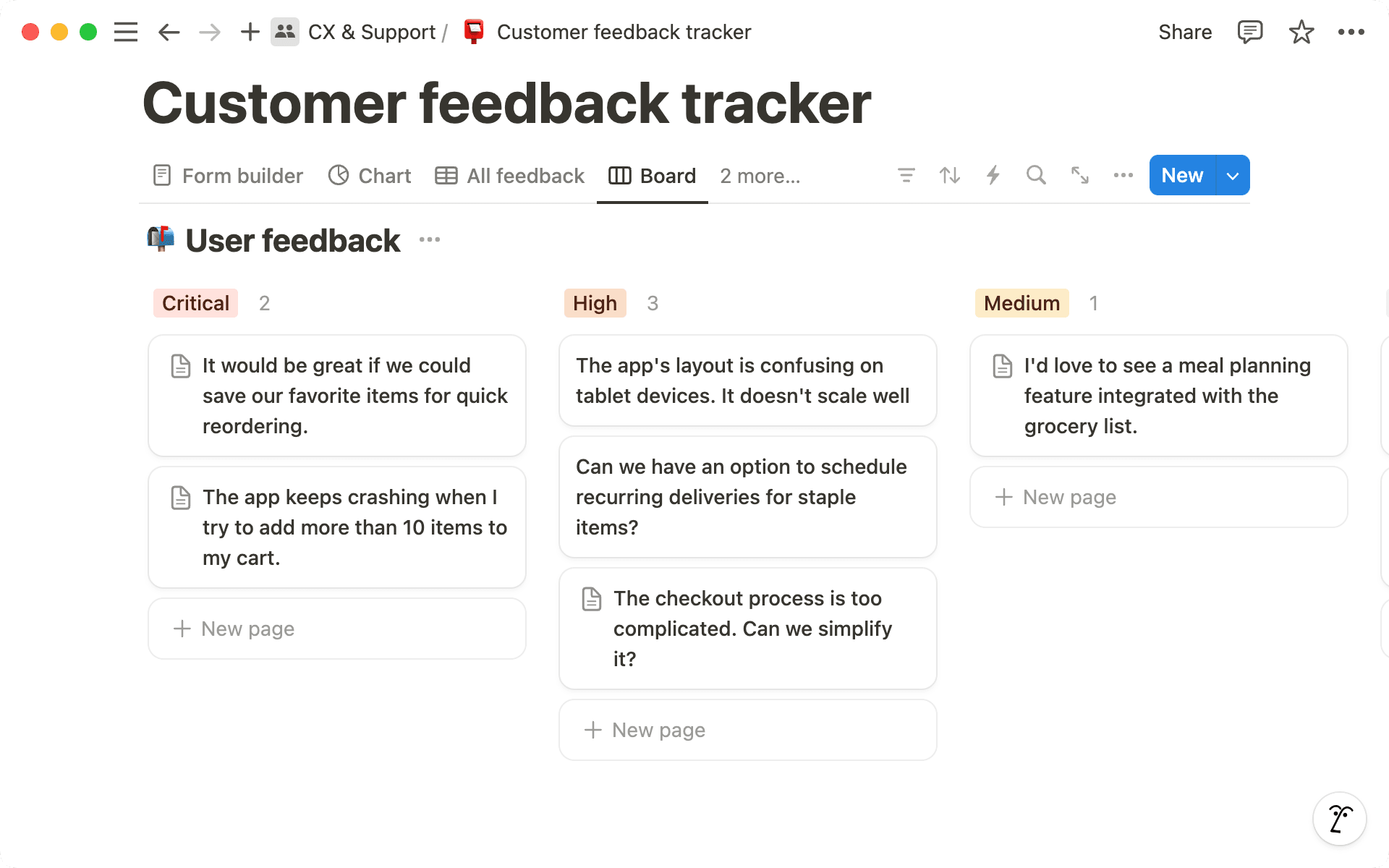 Create a board view by clicking by clicking the three-dot menu next to your database views