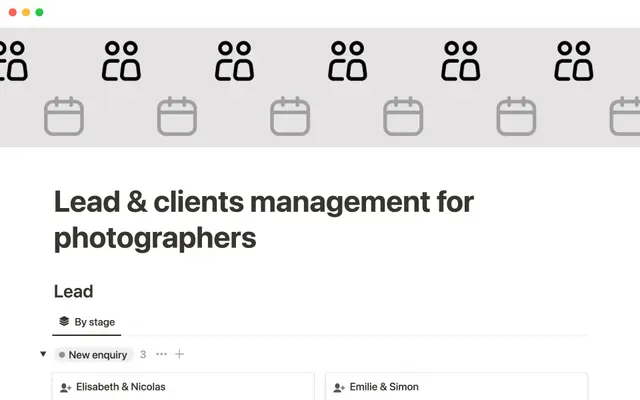 Photography lead & client management